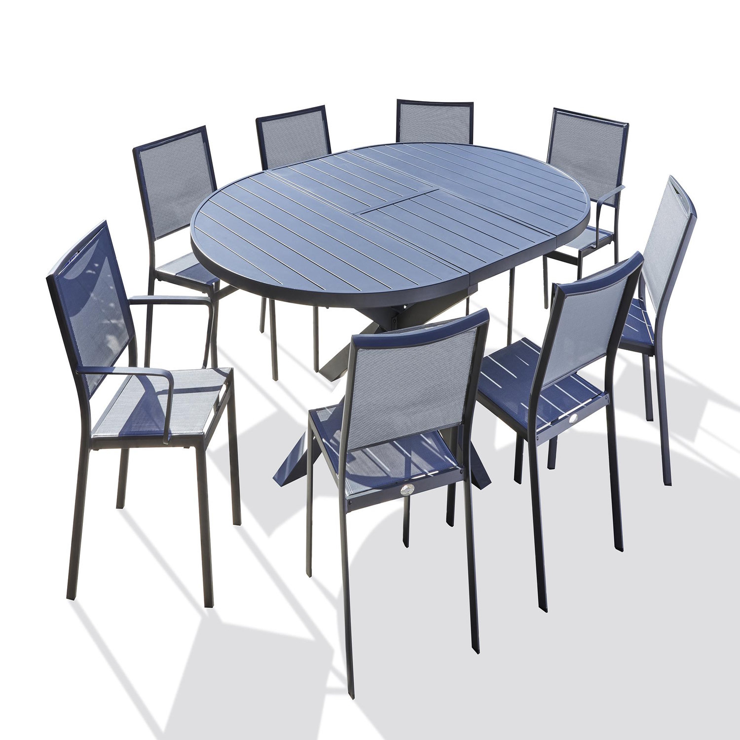 Dcb Garden Ensemble repas en aluminium avec rallonge papillon (8 places)
