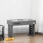 Voir la diapositive 2 : PAWHUT Gamelle double chien porte-gamelles surélevé pliable hauteur réglable 8/19/28 cm 2 gamelles acier inox. incluses gris
