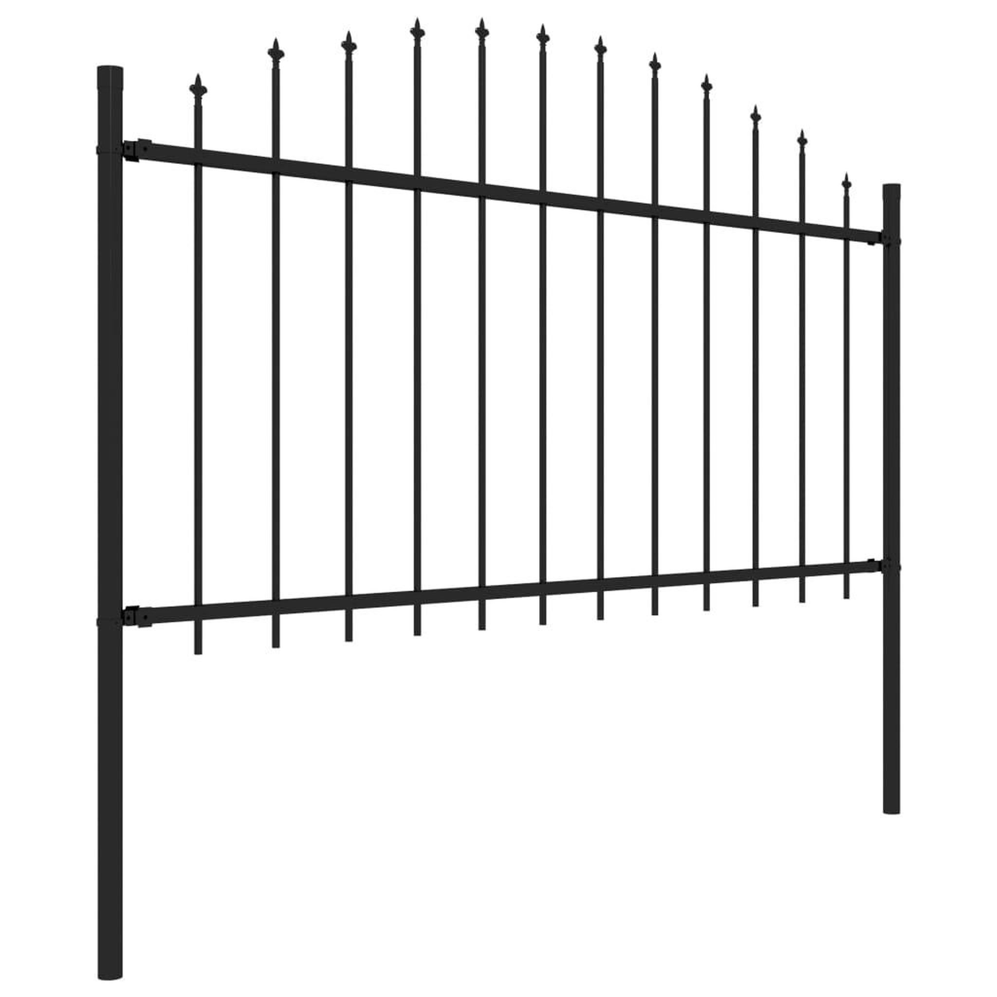 Voir la diapositive 3 : VIDAXL Cloture de jardin a dessus en lance Acier (1,25-1,5)x6,8 m Noir