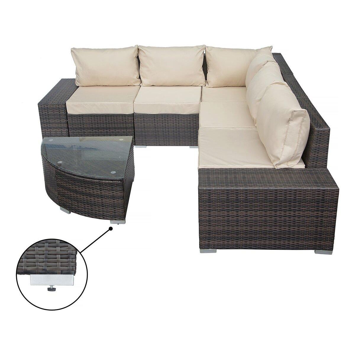 Habitat et Jardin Salon de jardin en résine tressée  Zelda  - 5 places - Marron