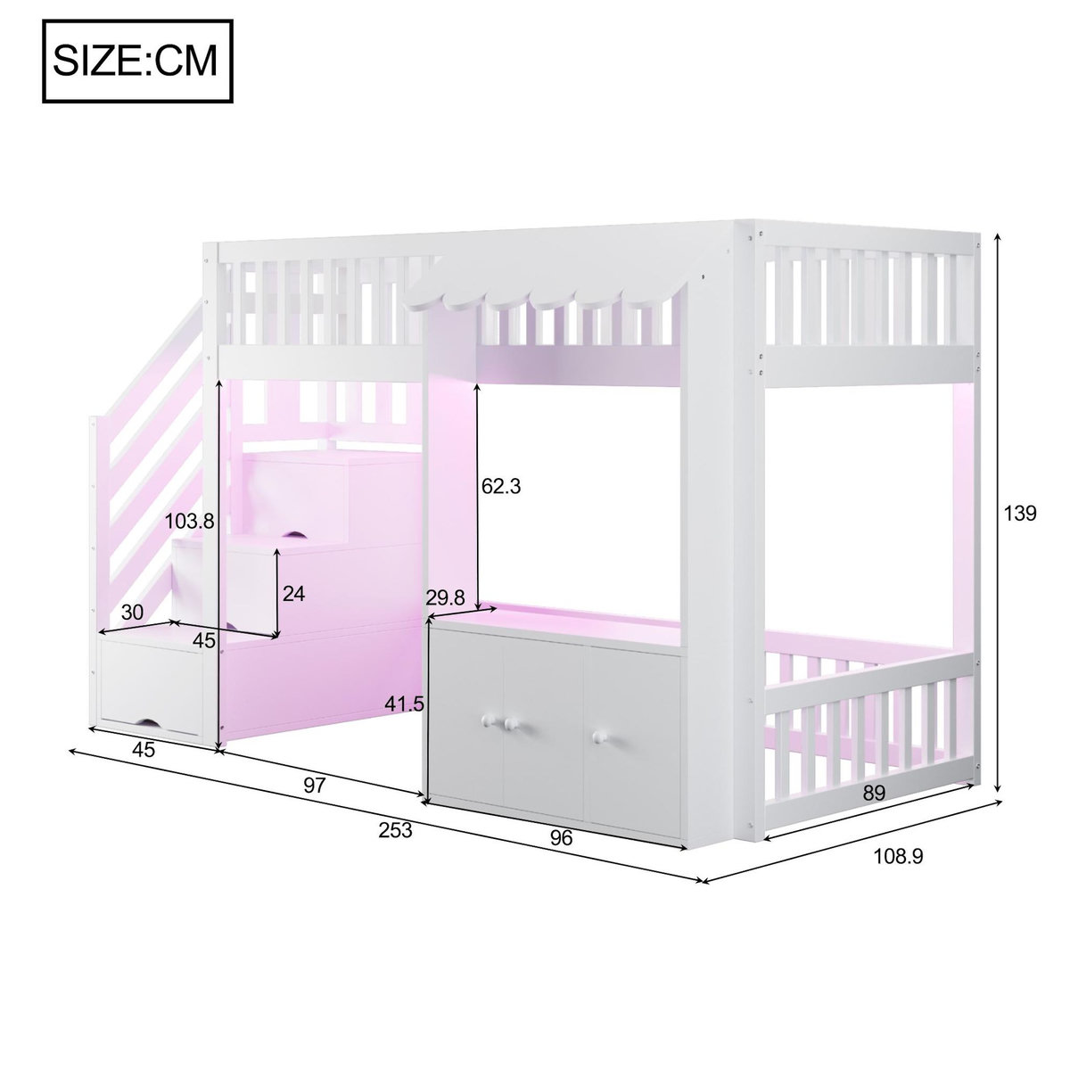 MERAX Lit mezzanine enfant