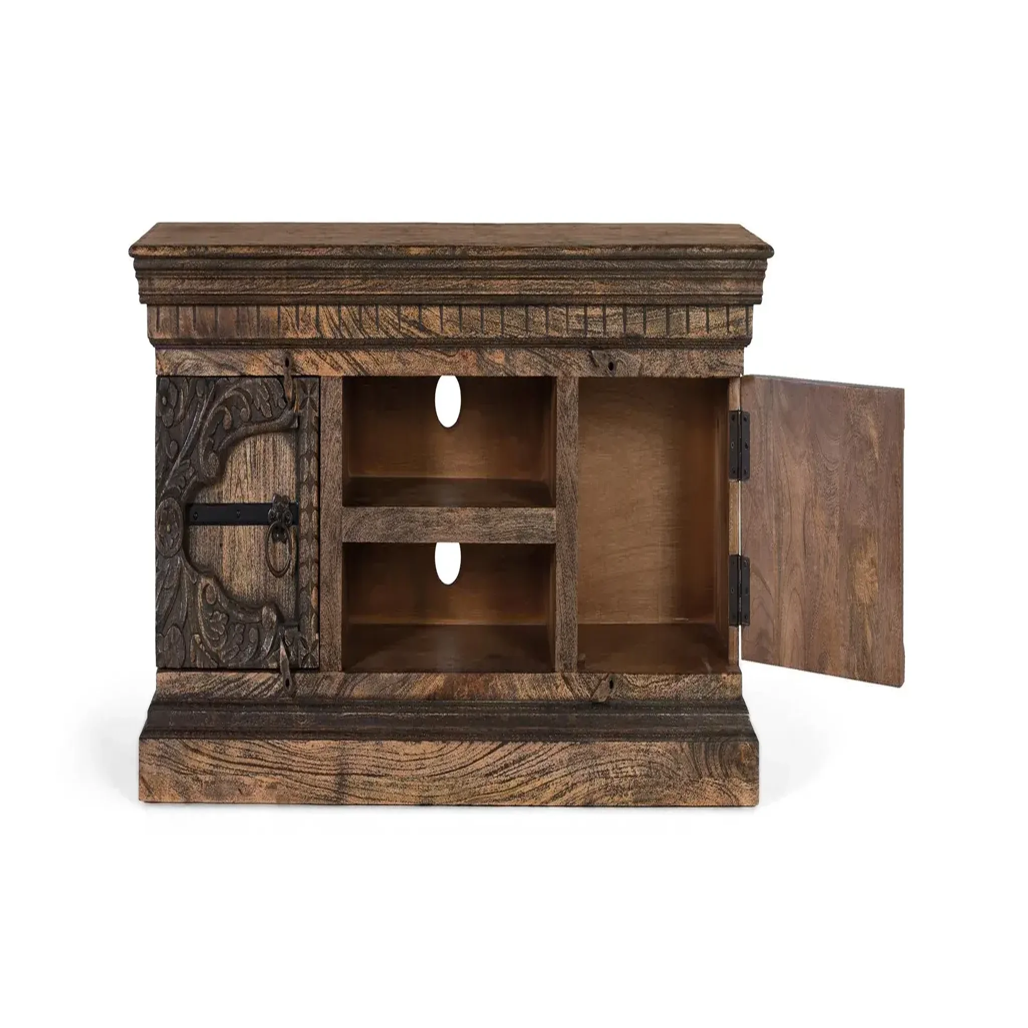 Voir la diapositive 2 : GINER Y COLOMER SL Meuble tv en bois de manguier 150 cm style rustique moderne