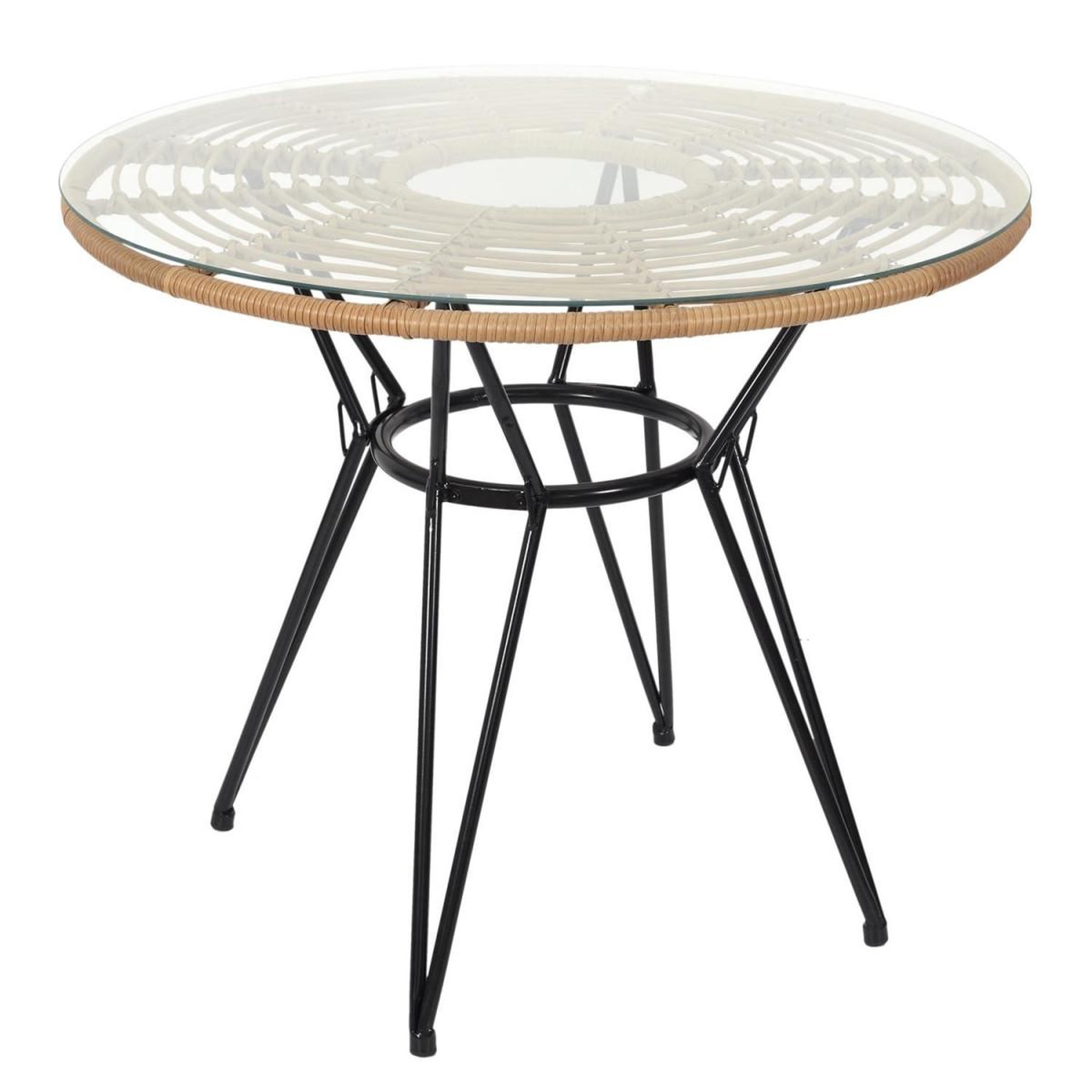 The Home Deco Factory Table de jardin ronde  surabaya  90cm noir