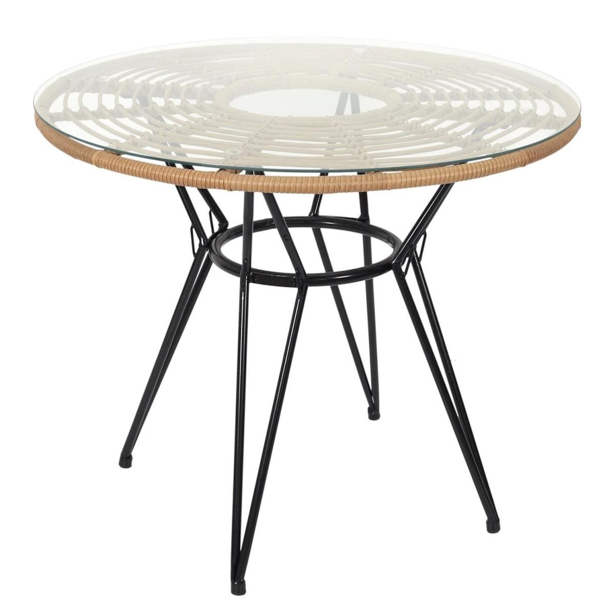 Paris Prix Table de Jardin Ronde  Surabaya  90cm Noir