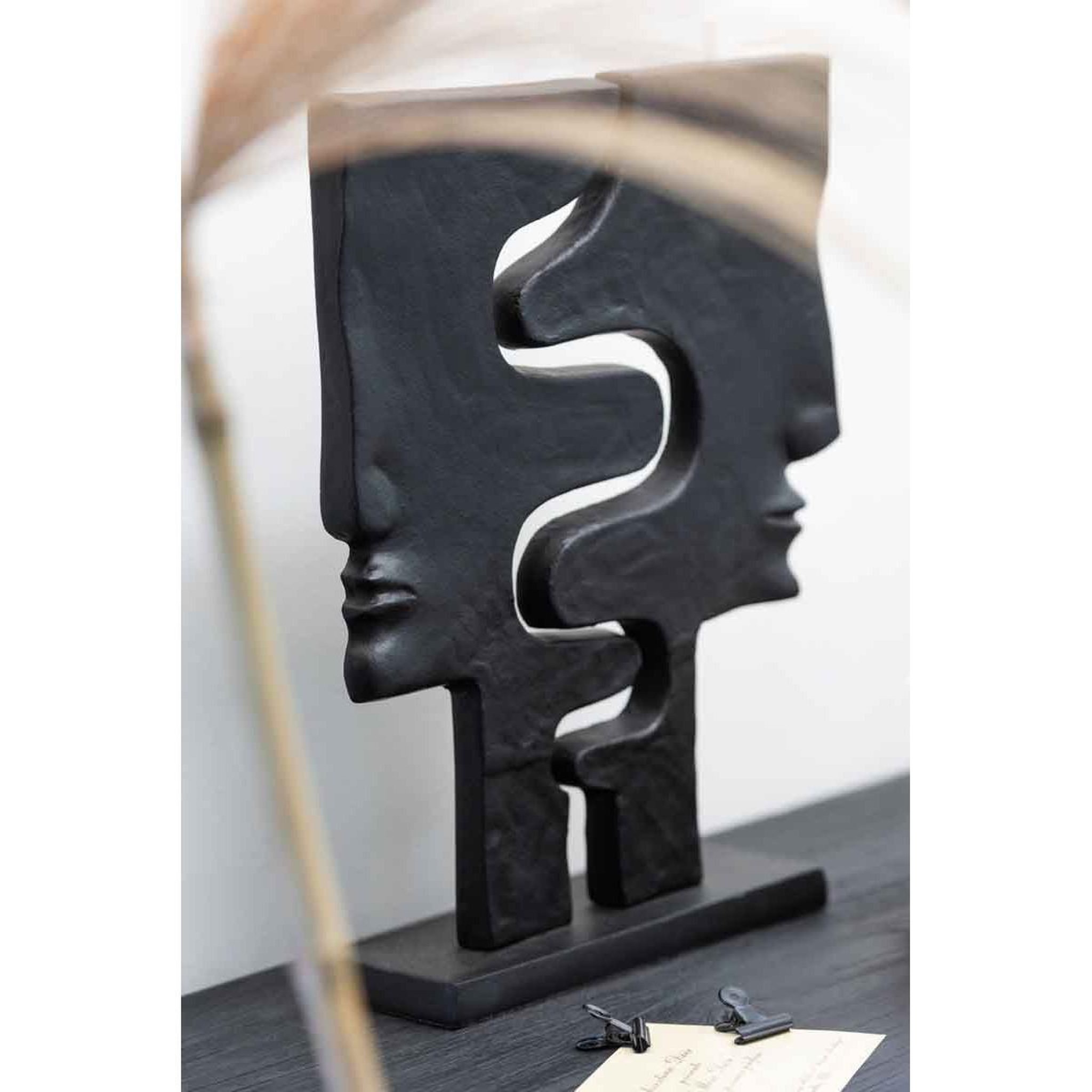 Voir la diapositive 2 : J-LINE Statuette déco  visages imbriqués  38cm noir