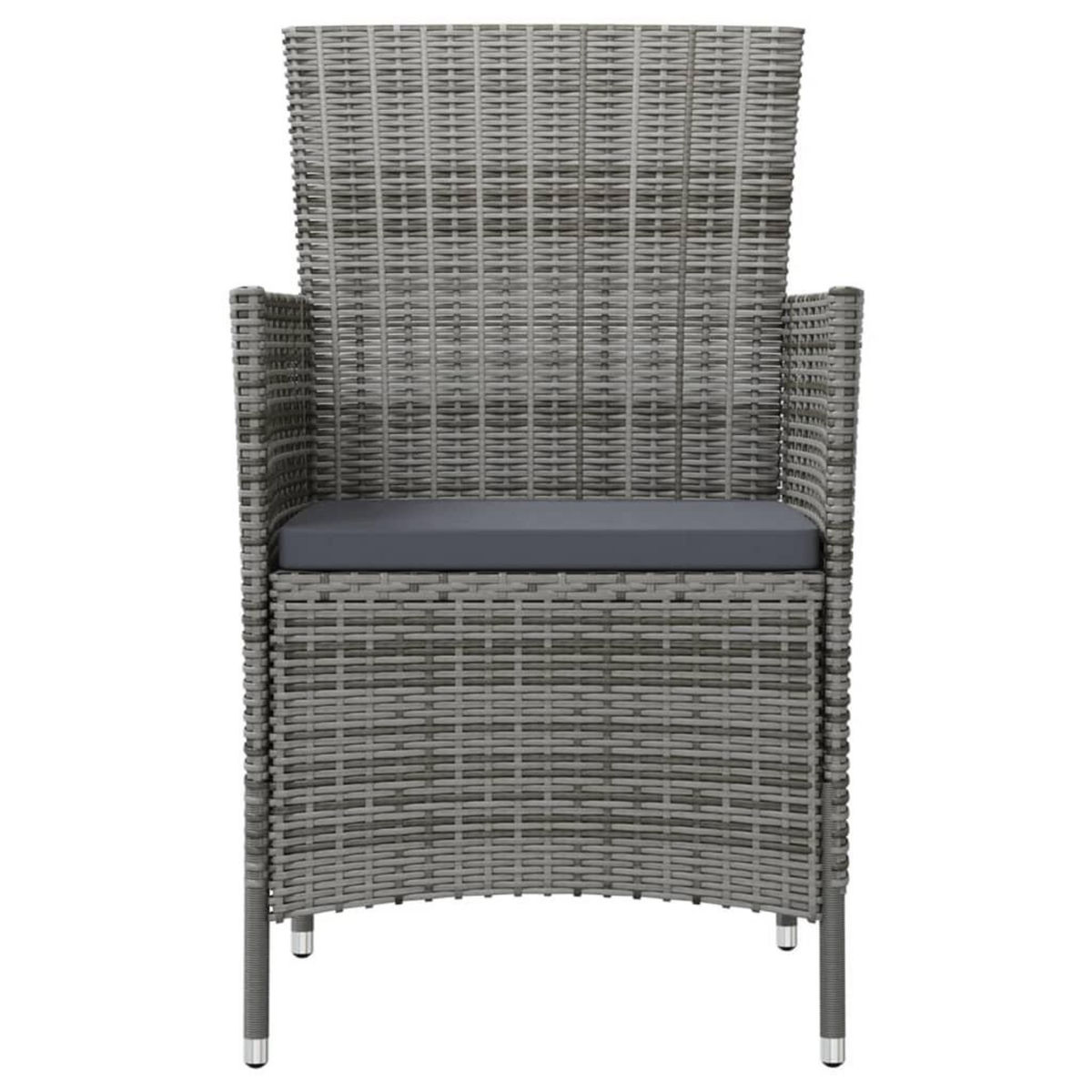 VIDAXL Ensemble a manger d'exterieur 3pcs coussins gris resine tressee