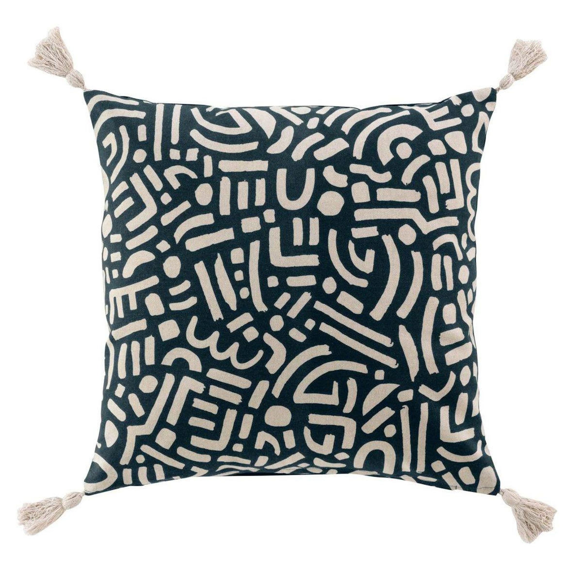 Paris Prix Coussin Déco Pompons  Lior  45x45cm Noir