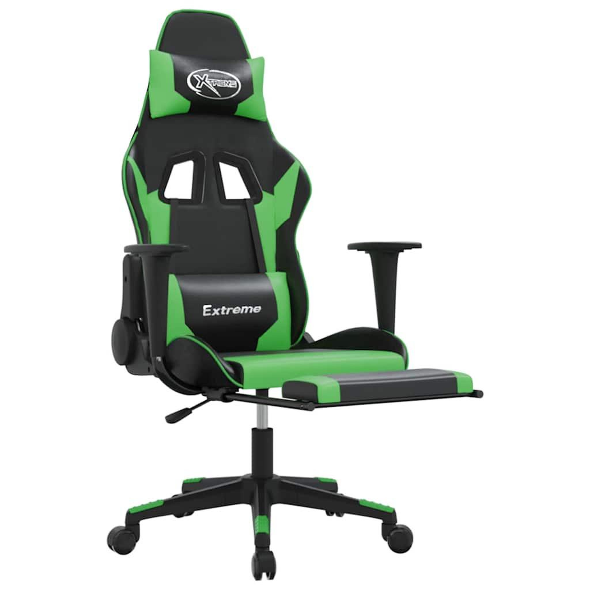 Voir la diapositive 3 : VIDAXL Chaise de jeu de massage et repose-pied Noir et vert Similicuir