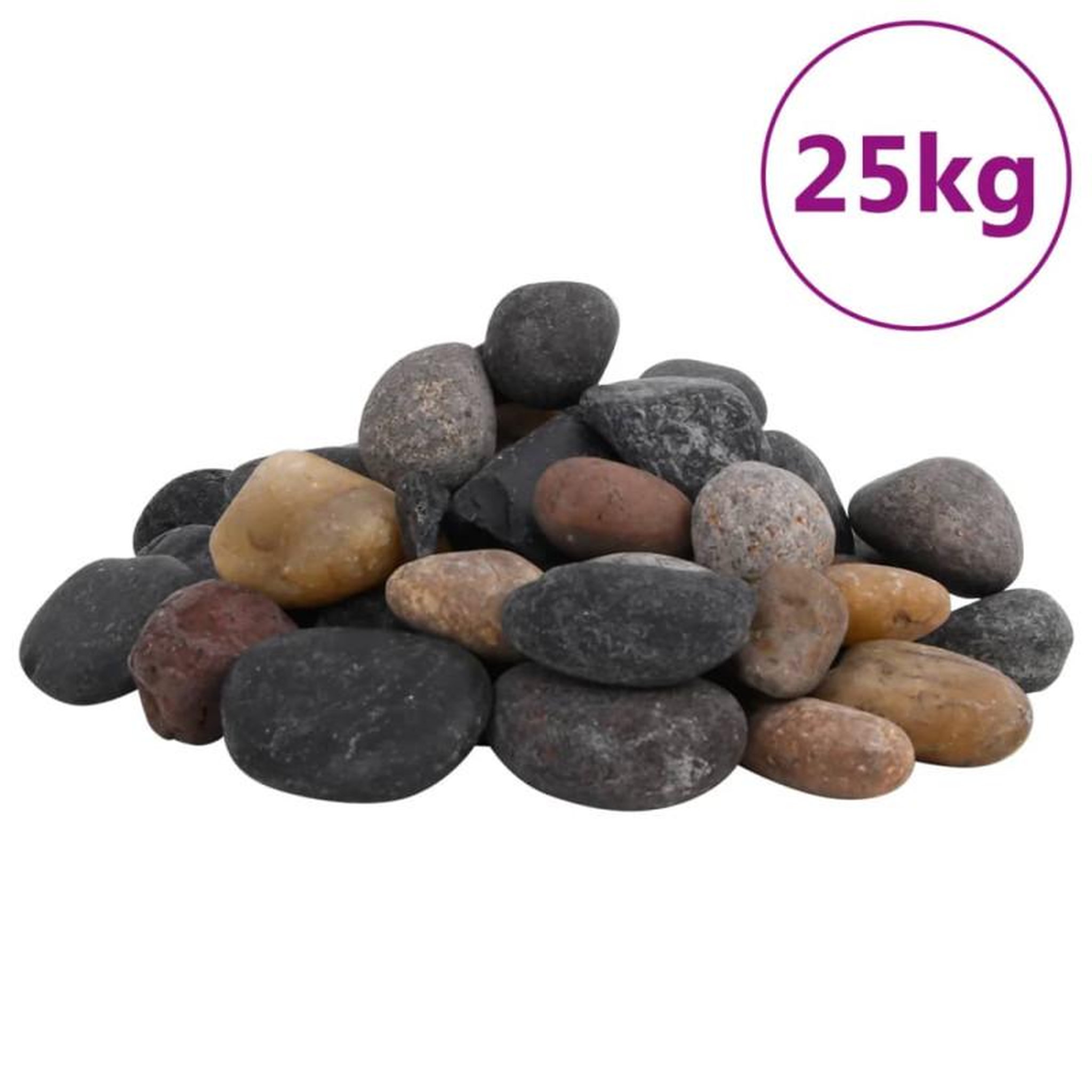 Voir la diapositive 2 : VIDAXL Galets polis 25 kg multicolores 5 8 cm