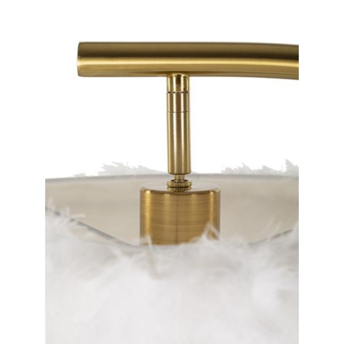 Paris Prix Lampadaire Imitation Plume  Semi Arc  170cm Or & Blanc