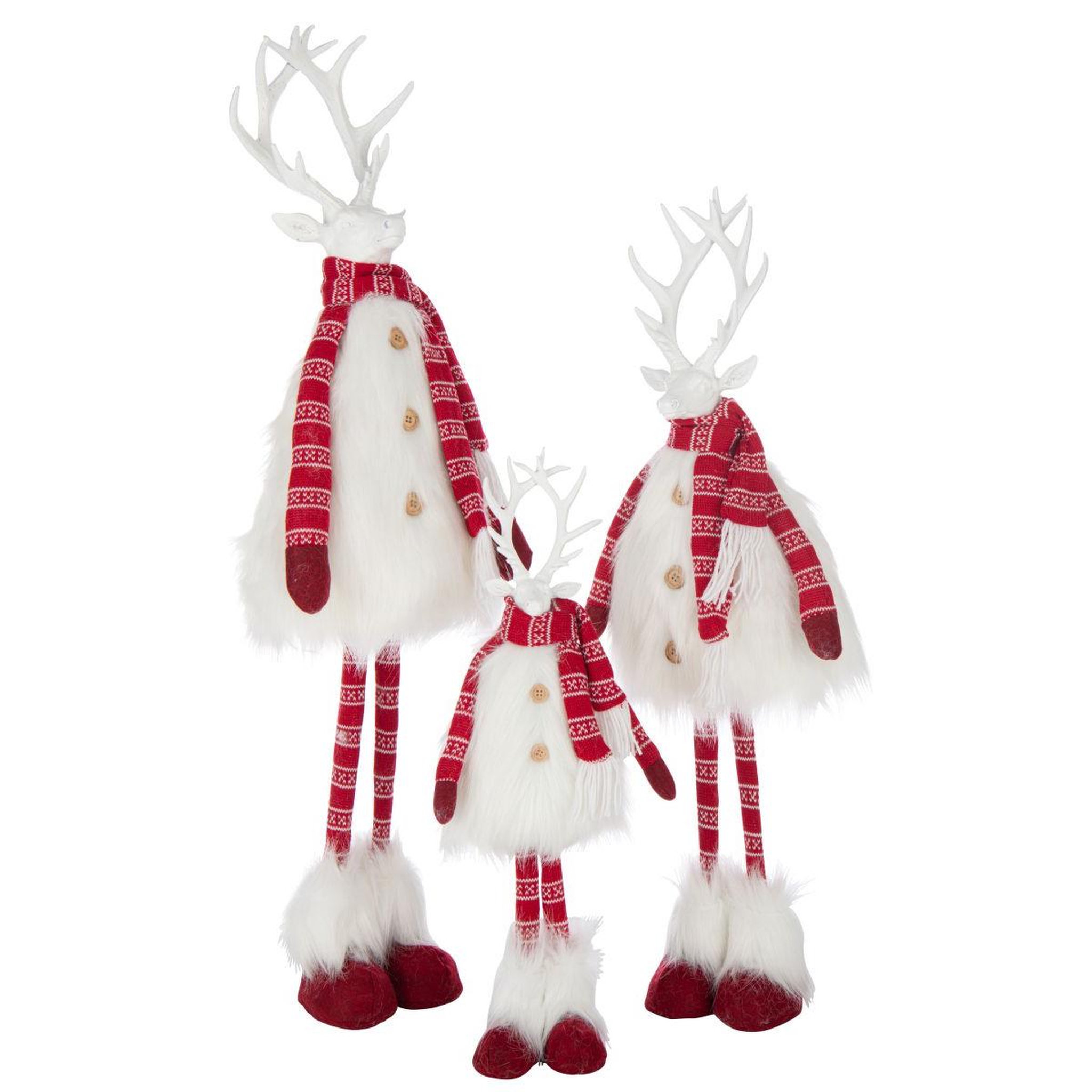 Voir la diapositive 2 : J-LINE Cerf imitation fourrure  foulard  54cm blanc & rouge