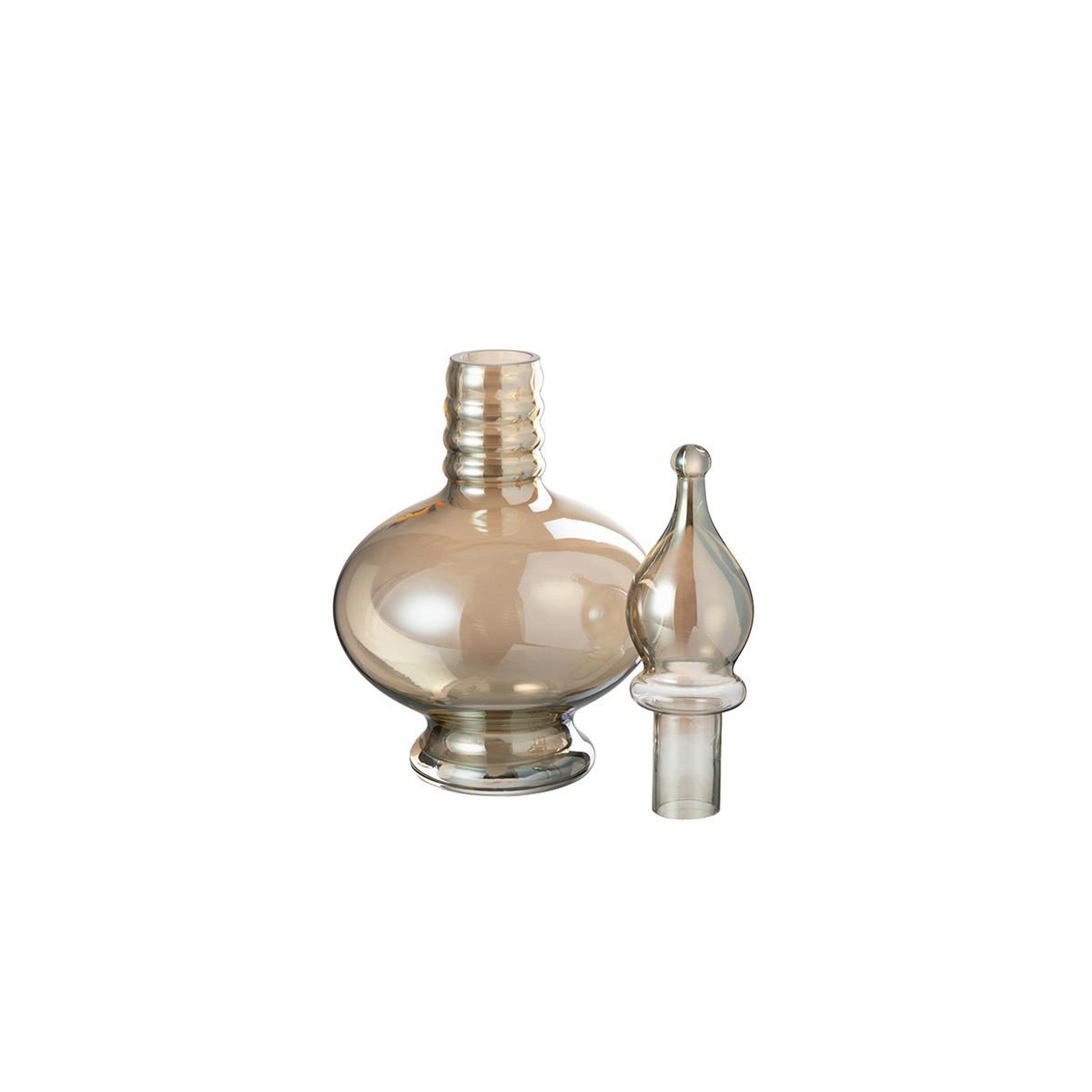 Voir la diapositive 2 : J-LINE Vase bouchon fiole en verre  jo  38cm beige