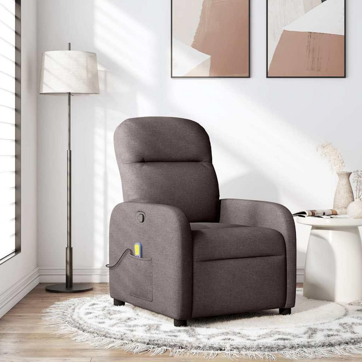 VIDAXL Fauteuil de massage inclinable Marron fonce Tissu