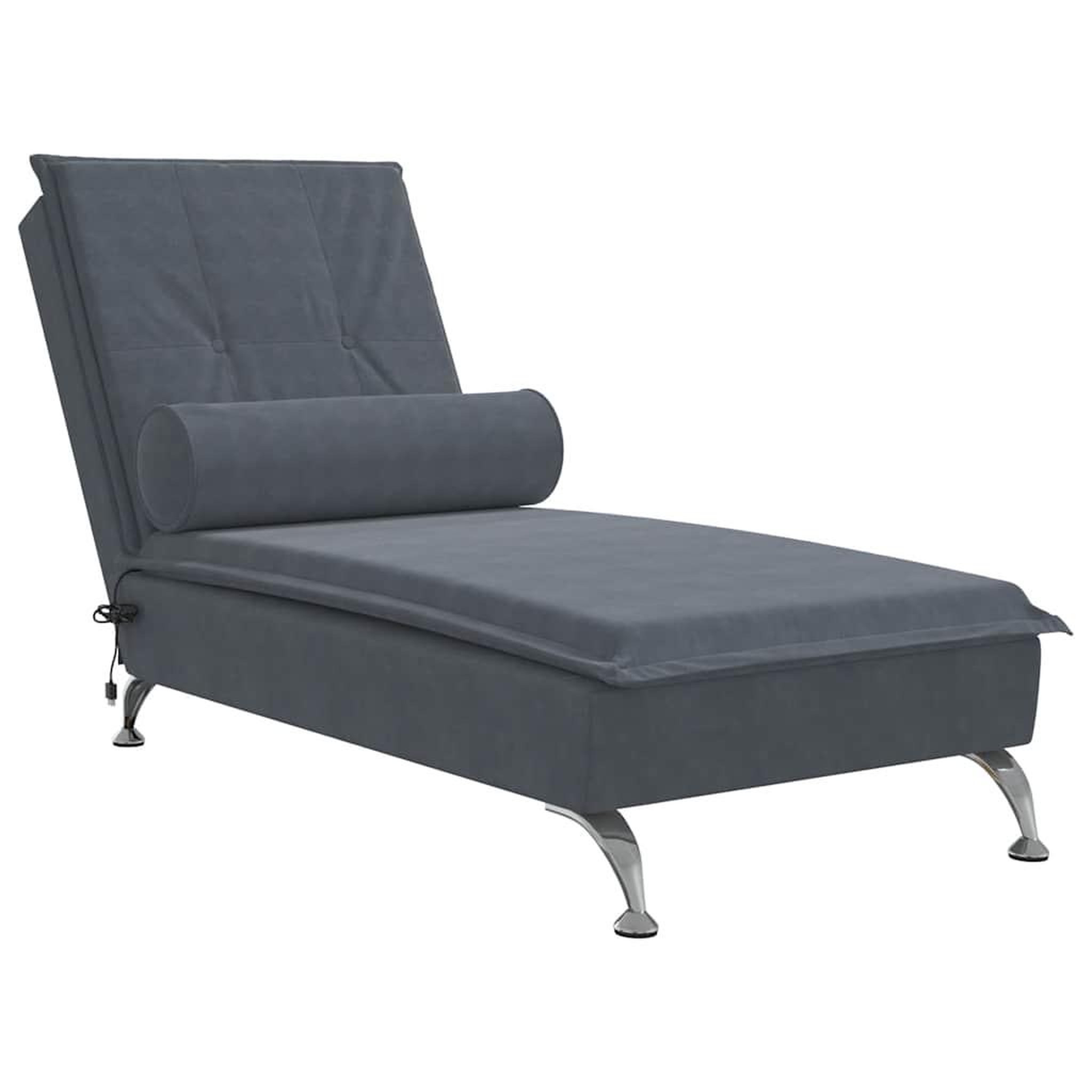 Voir la diapositive 2 : VIDAXL Chaise longue de massage avec traversin gris fonce velours