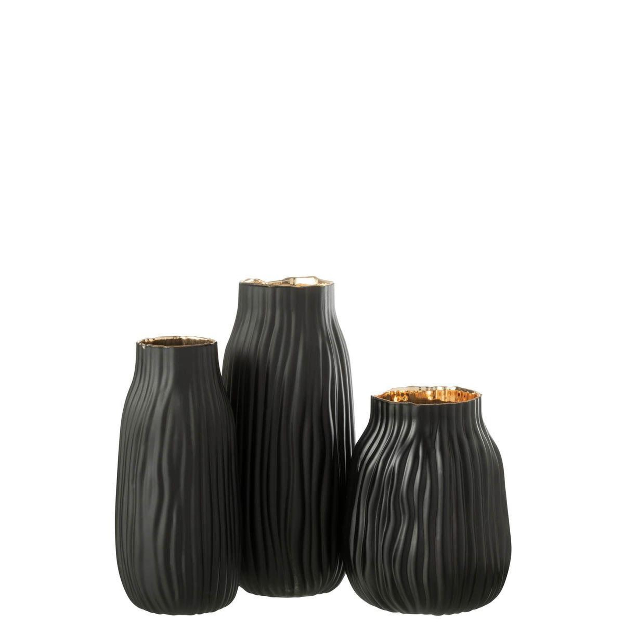 Voir la diapositive 4 : J-LINE Vase à rainures en verre  louis  26cm noir