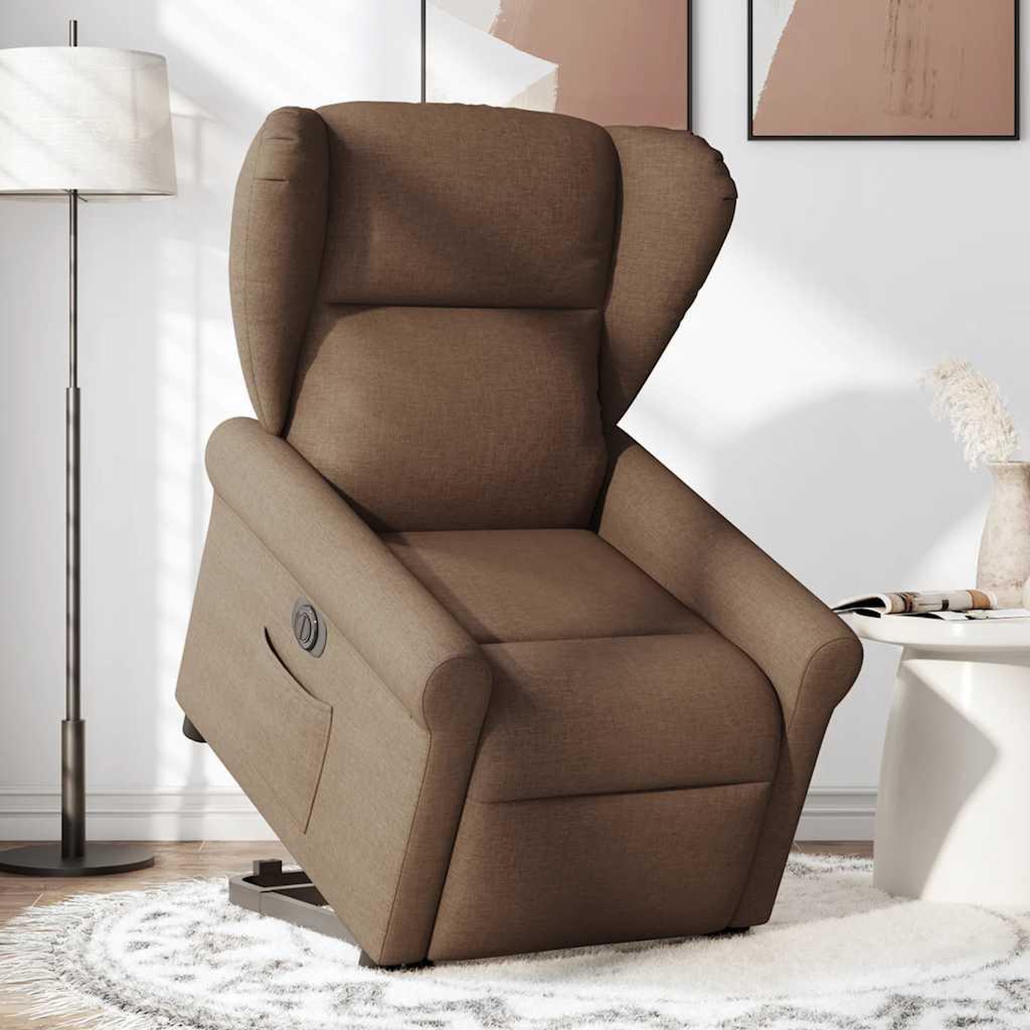 Voir la diapositive 2 : VIDAXL Fauteuil inclinable electrique marron tissu