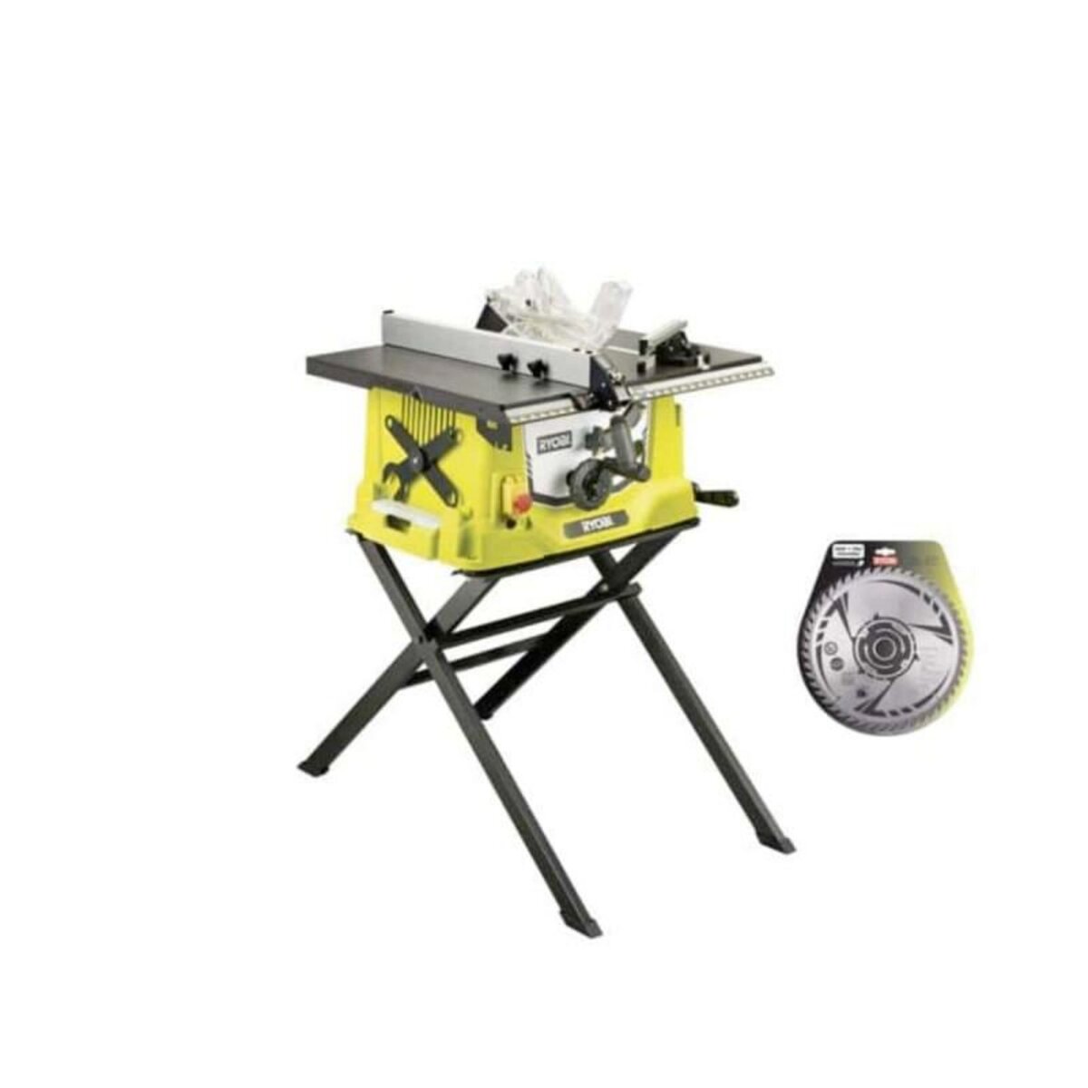 Ryobi Pack RYOBI scie sur table électrique 1800W 254mm piètement rétractable RTS1800S - lame carbure pour