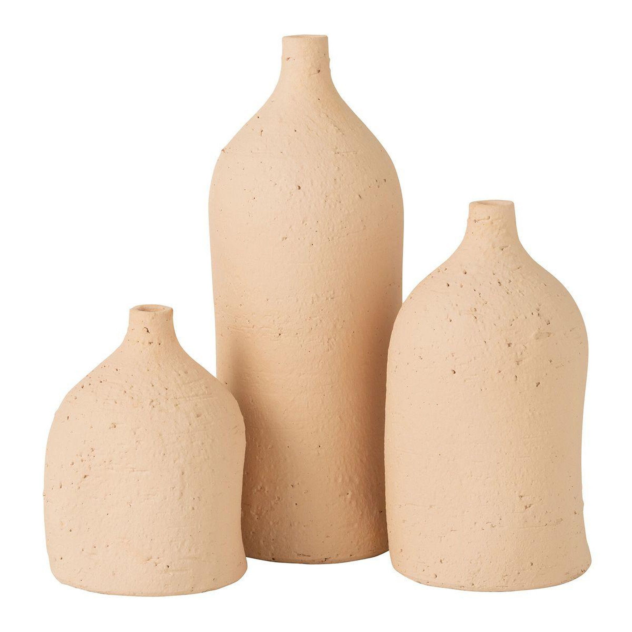 Voir la diapositive 2 : J-LINE Vase poterie bouteille  enya  40cm beige