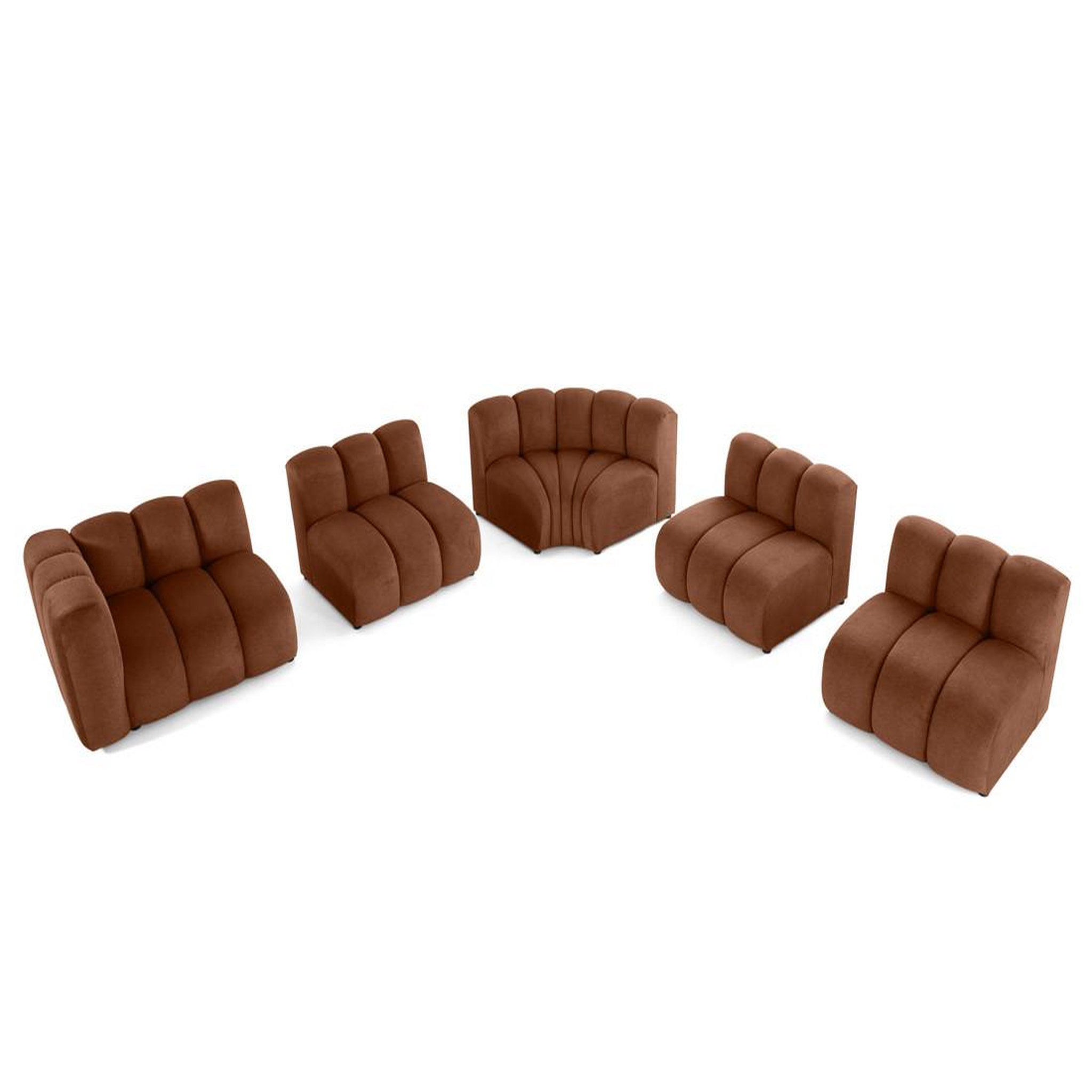 Voir la diapositive 2 : LISA DESIGN Debbie - canapé modulable d'angle droit 5 places en tissu texturé