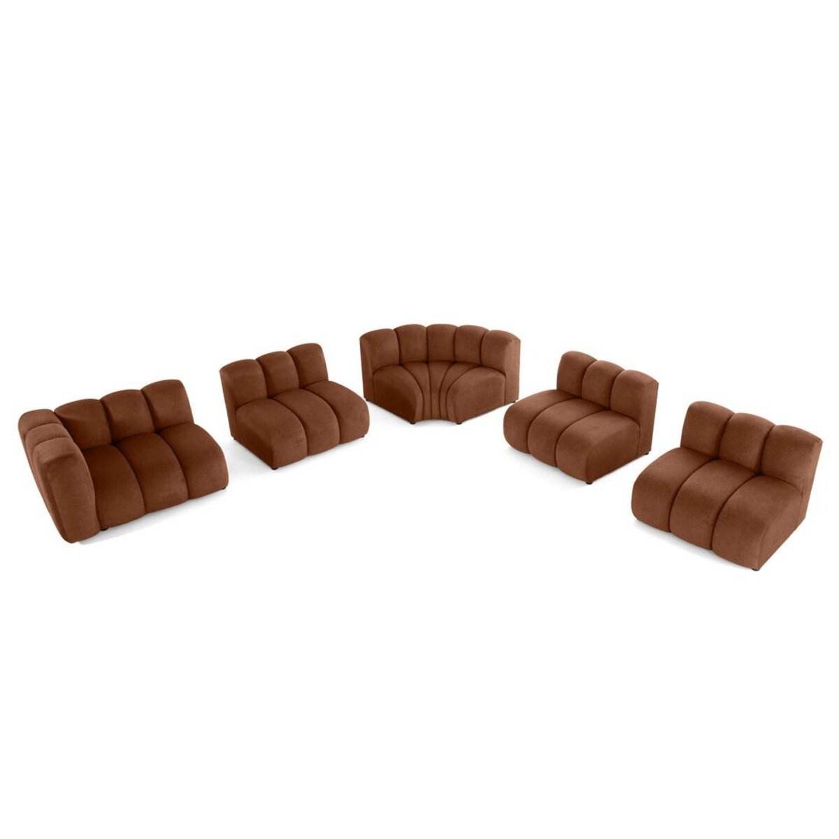 LISA DESIGN Debbie - canapé modulable d'angle droit 5 places en tissu texturé