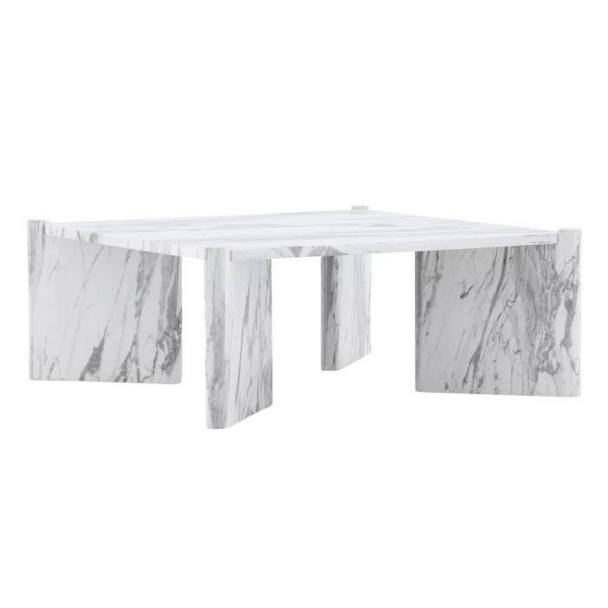Paris Prix Table Basse Effet Marbre  Rogaland  100cm Blanc