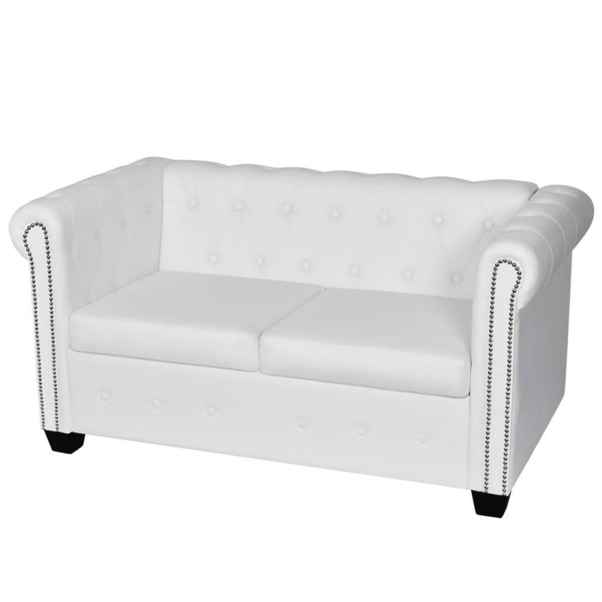 VIDAXL Canape Chesterfield a 2 places et a 3 places blanc