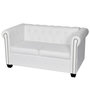 Voir la diapositive 5 : VIDAXL Canape Chesterfield a 2 places et a 3 places blanc