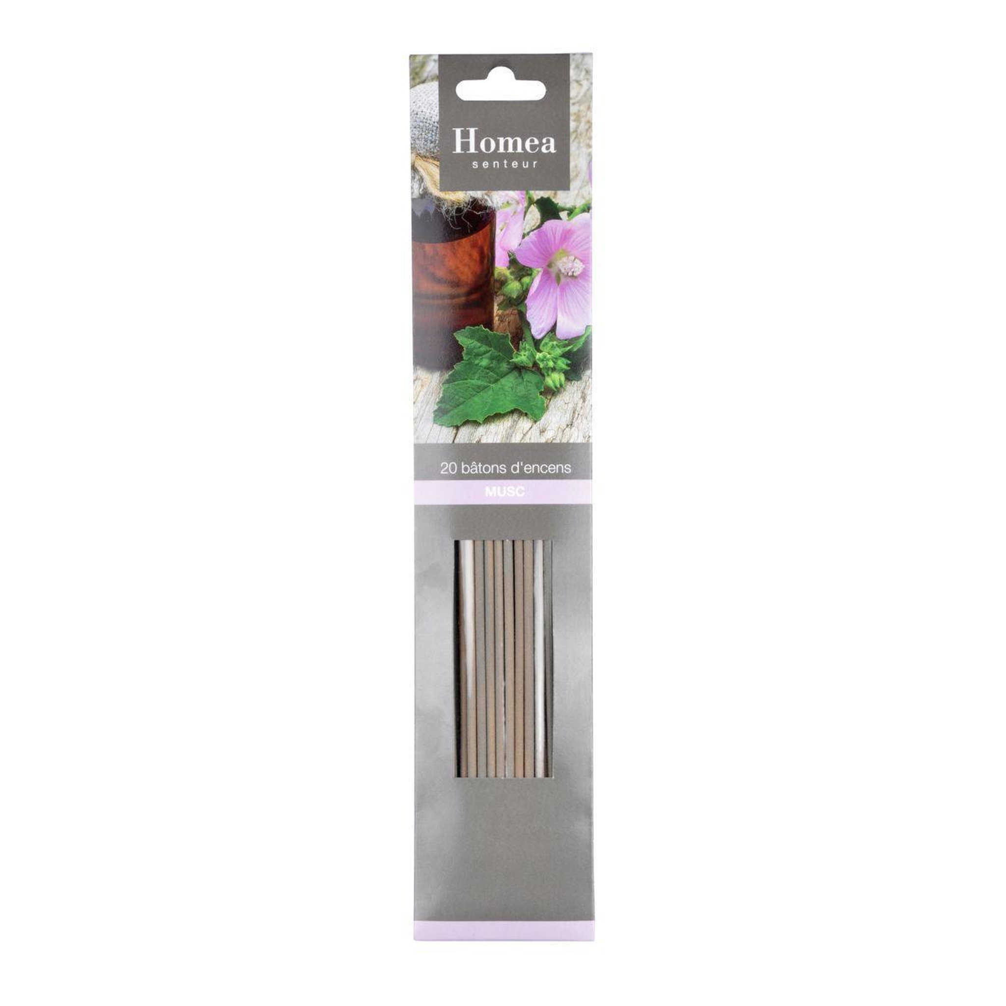 Voir la diapositive 2 : HOMEA Lot de 20 bâtons d'encens  essentiel  25cm musc