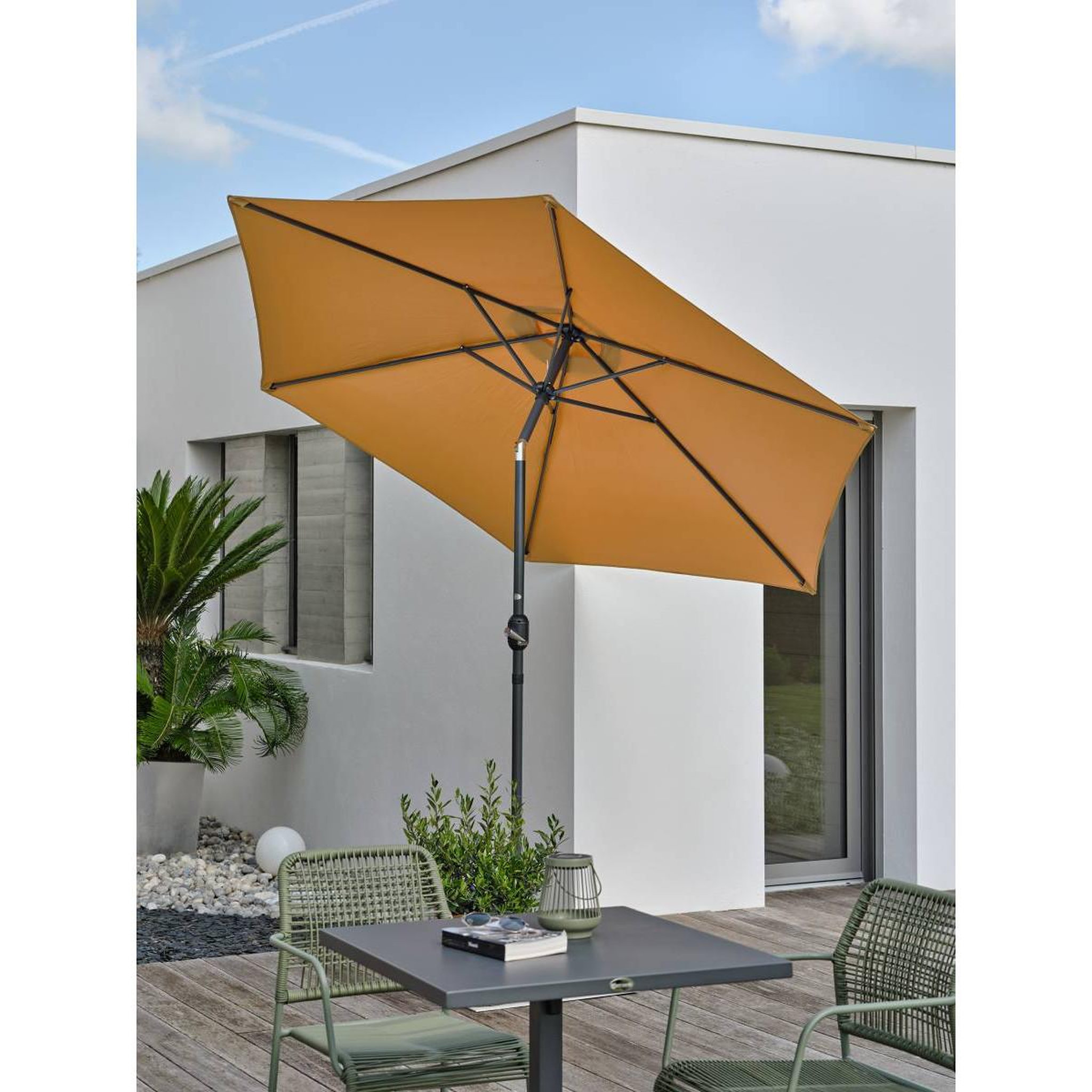 Voir la diapositive 5 : DCB GARDEN Parasol Inclinable à Manivelle  Marbella  270cm Moutarde
