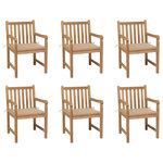 VIDAXL Chaises de jardin lot de 6 et coussins beige Bois teck massif