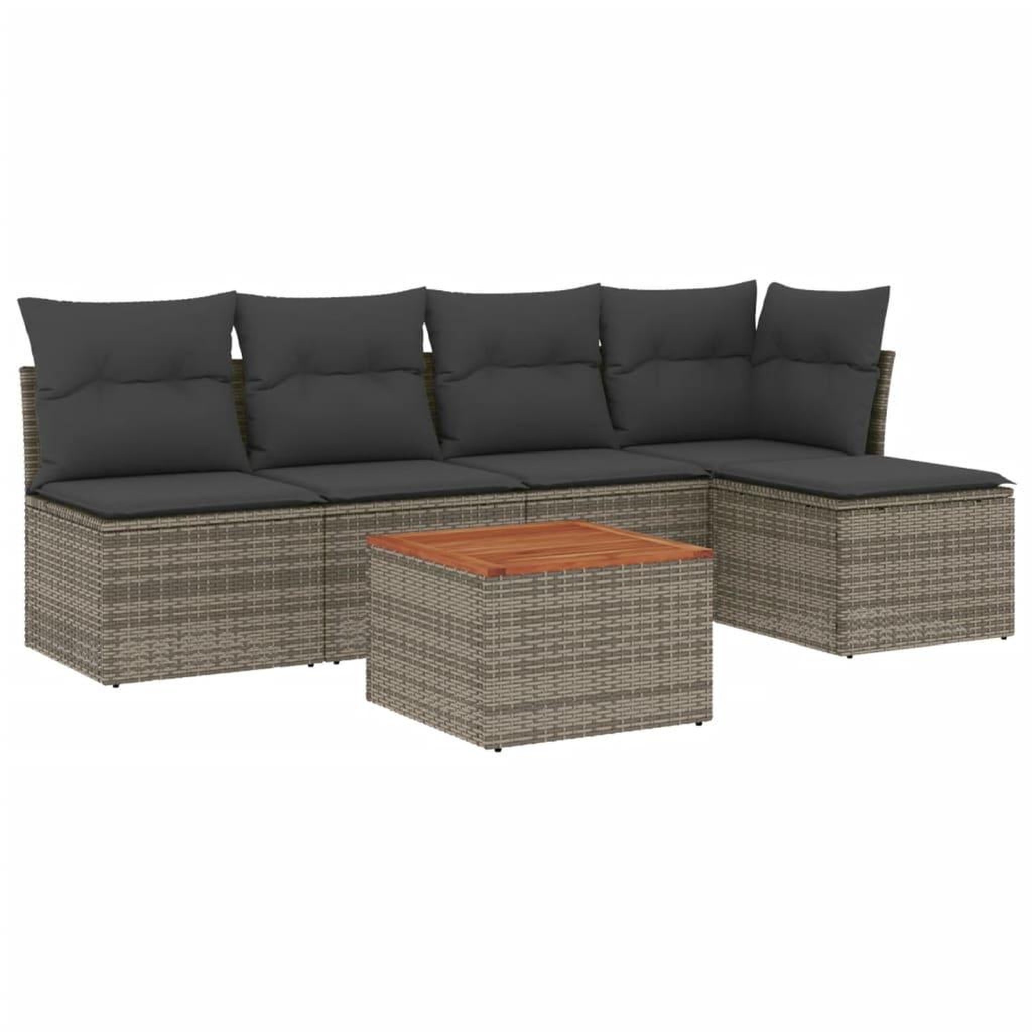 Voir la diapositive 2 : VIDAXL Salon de jardin 6 pcs avec coussins gris resine tressee
