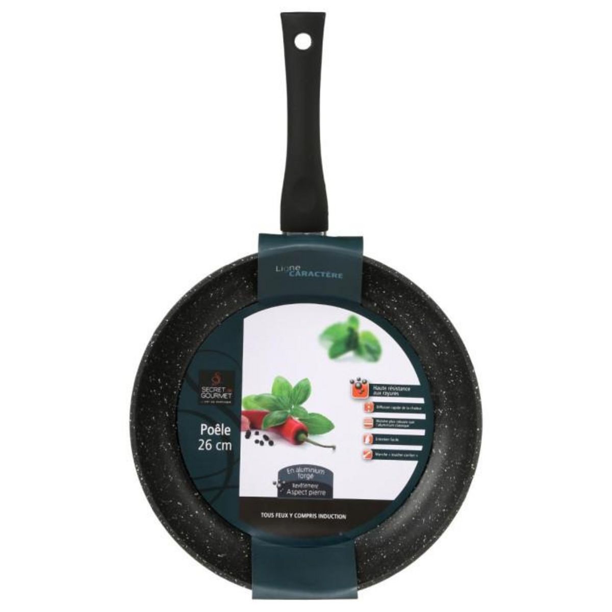 FIVE Poêle en Aluminium  Pierre  26cm Noir