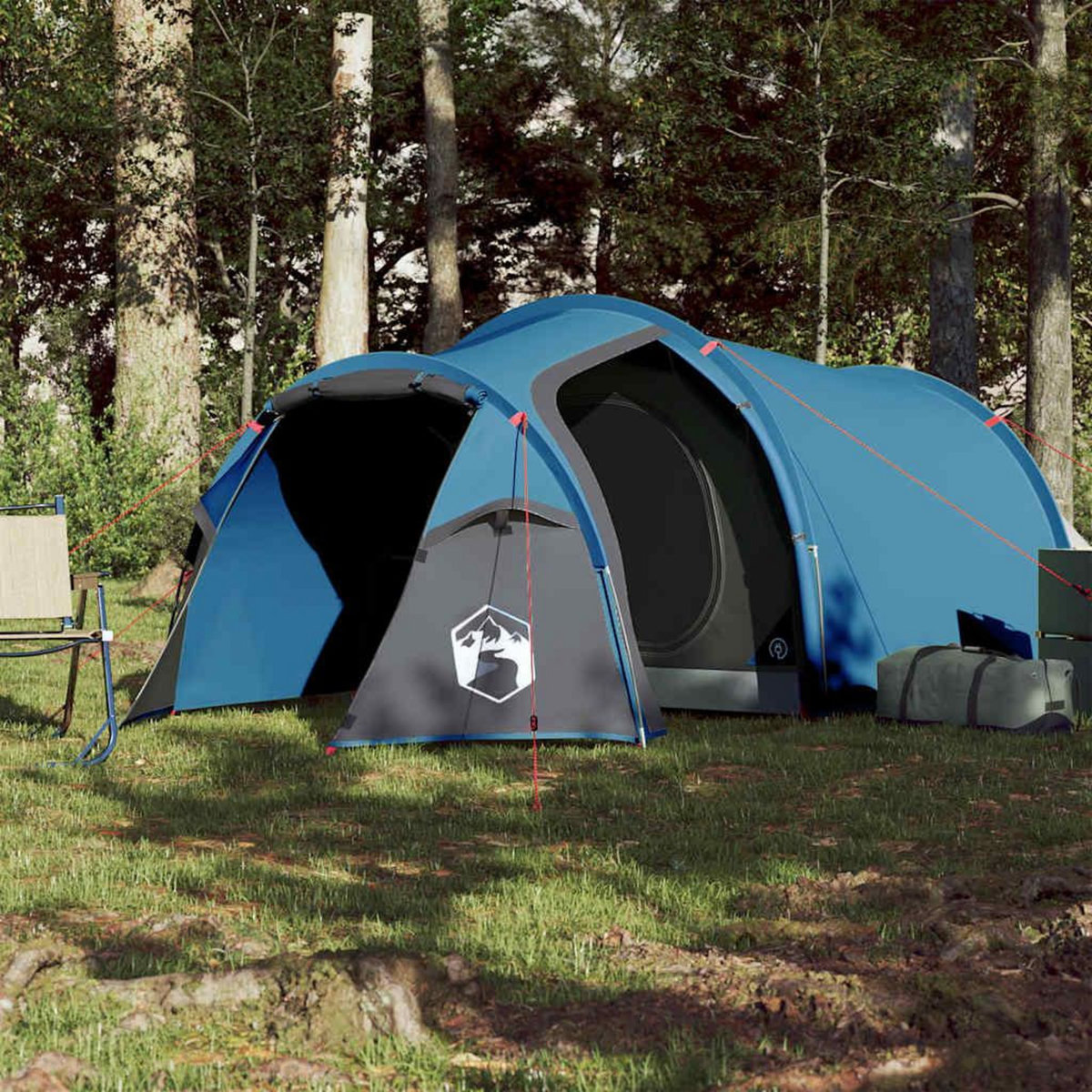 VIDAXL Tente de camping tunnel 3 personnes bleu impermeable