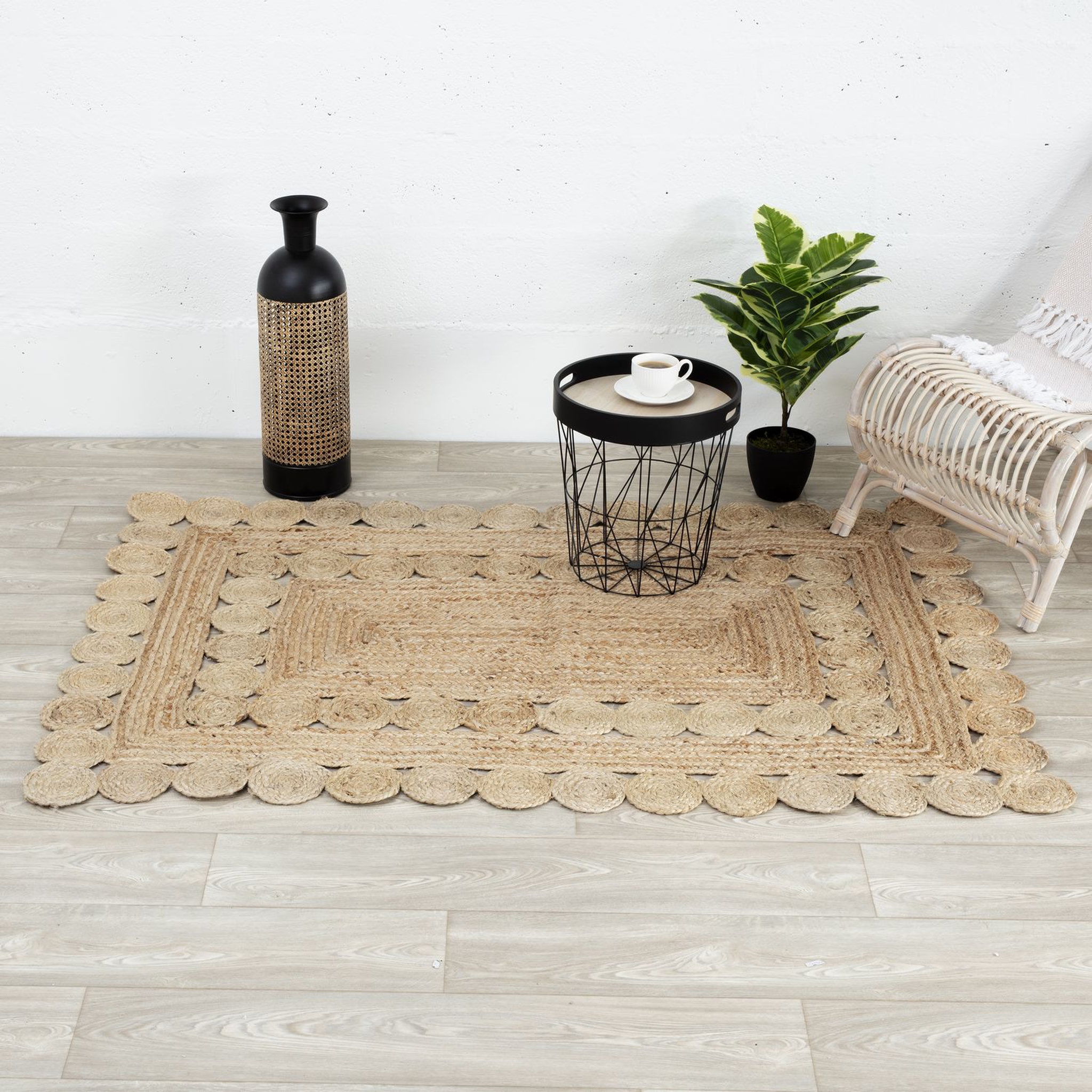 Voir la diapositive 3 : ATMOSPHERA Tapis en jute ajouré rectangulaire - 120 x 170 cm - Beige