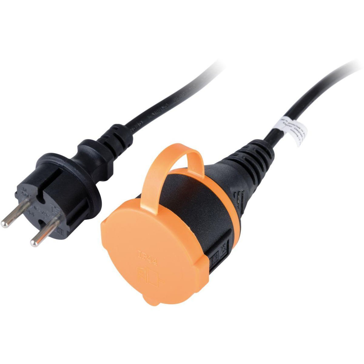 ZENITECH Multiprise a clapet 25m H05VV-F 2x1.5 noir-orange