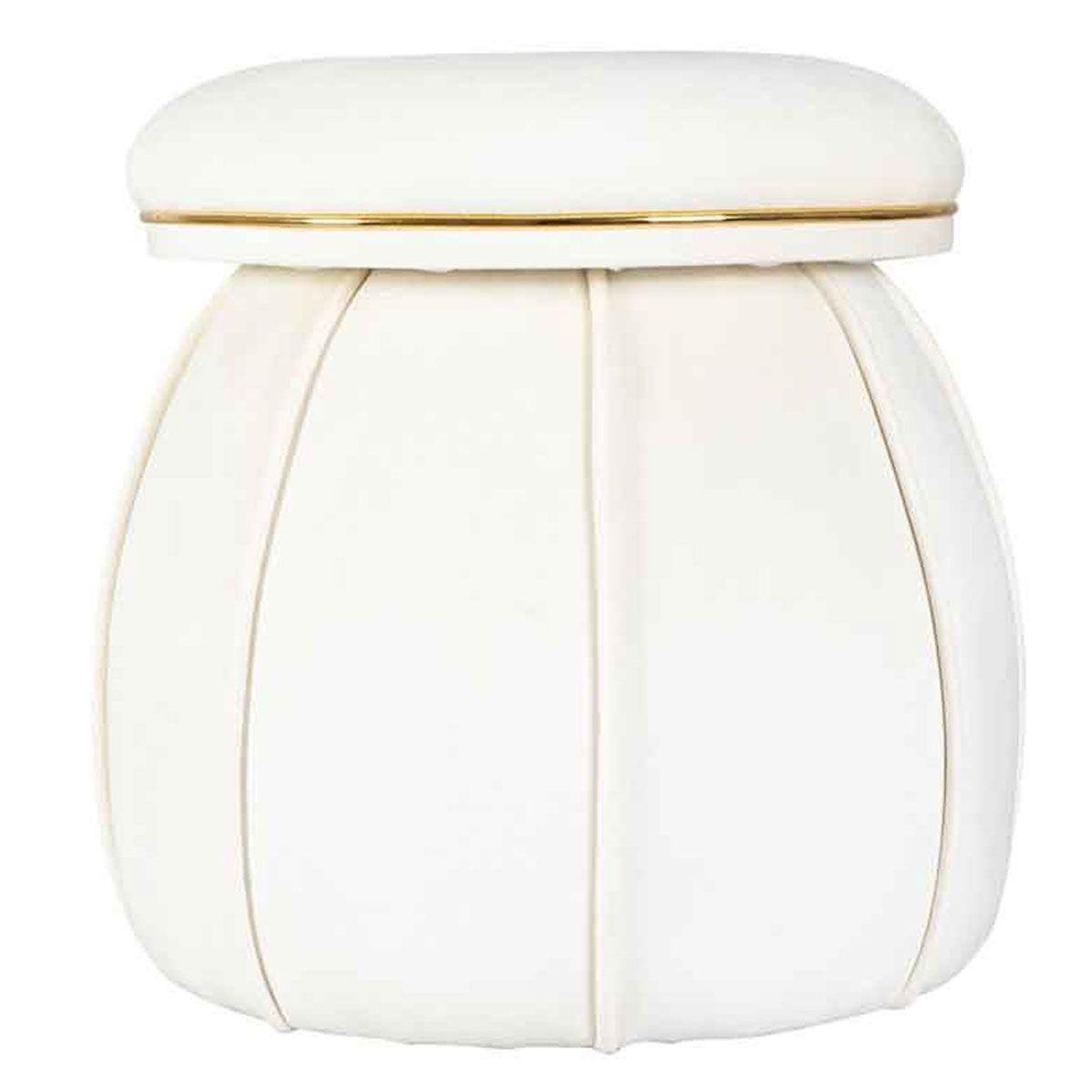 Voir la diapositive 1 : Paris Prix Tabouret rond design  corin  55cm ivoire & or