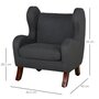 Voir la diapositive 3 : HOMCOM Fauteuil enfant oreilles grand confort accoudoirs assise dossier garnissage mousse haute densité piètement bois hévéa verni lin gris