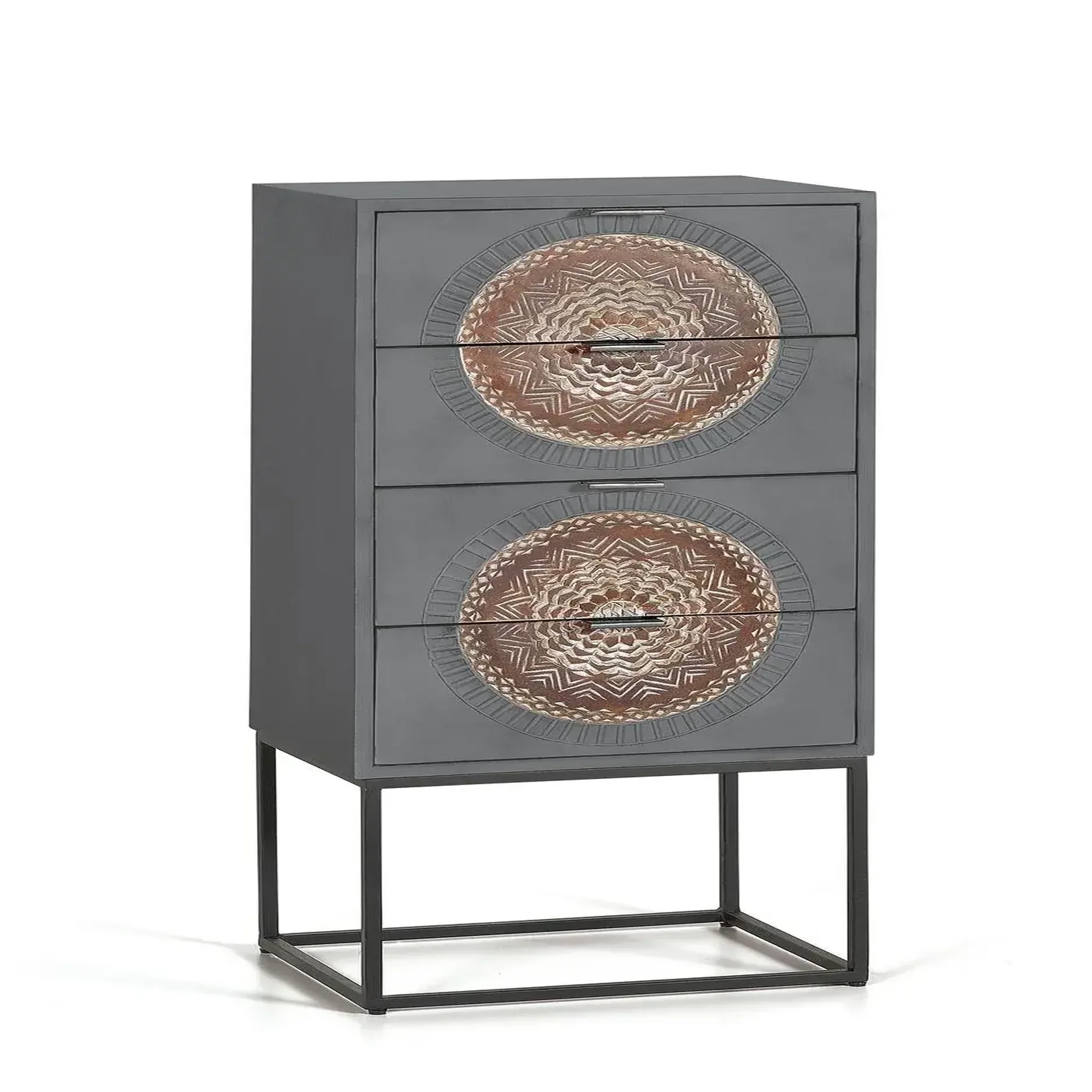 Voir la diapositive 2 : GINER Y COLOMER SL Chiffonnier en bois de manguier 45 cm style ethnique contemporain industriel