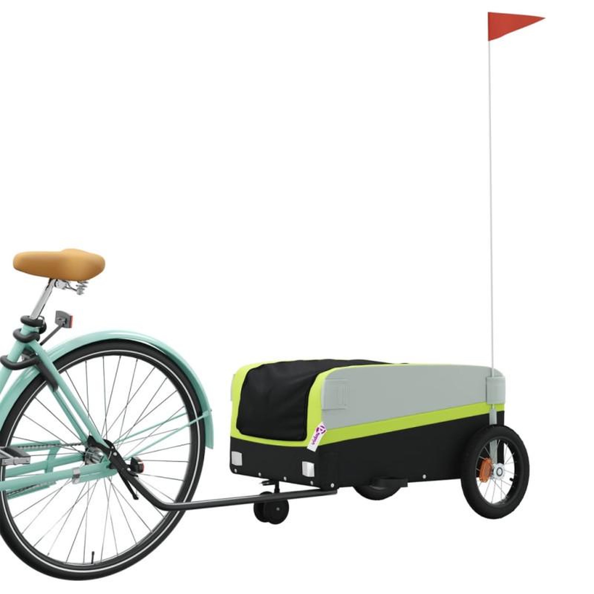 Voir la diapositive 3 : VIDAXL Remorque de vélo noir et vert 30 kg fer