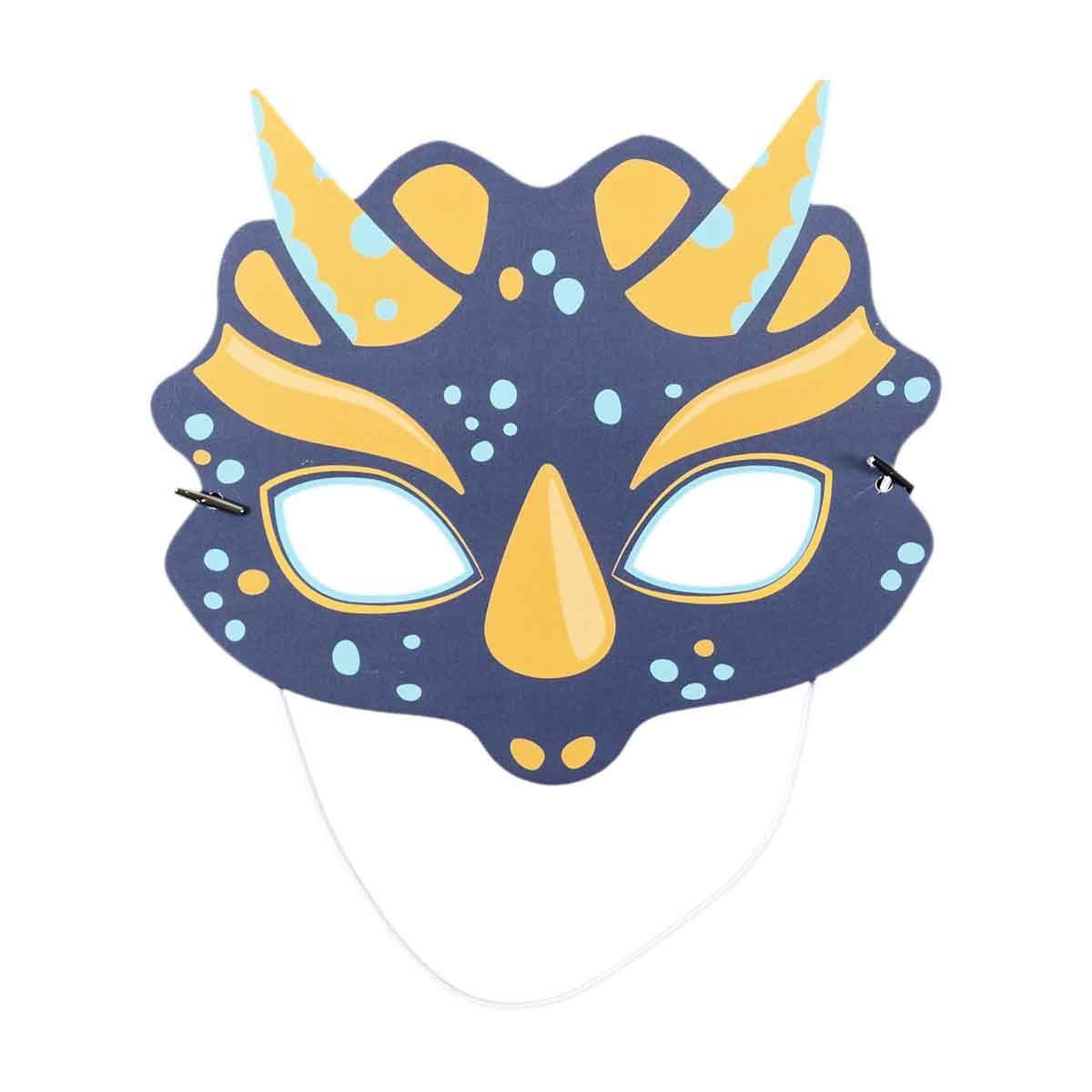 Voir la diapositive 6 : PARTY TIME Lot de 6 masques en papier  dinosaure  19cm multicolore