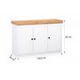 Voir la diapositive 3 : HomeStyle4U Commode moderne en bois massif avec finition blanche et chêne - 123 x 82 x 42 cm