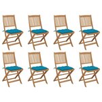 VIDAXL Chaises pliables d'exterieur et coussins lot de 8 Bois d'acacia