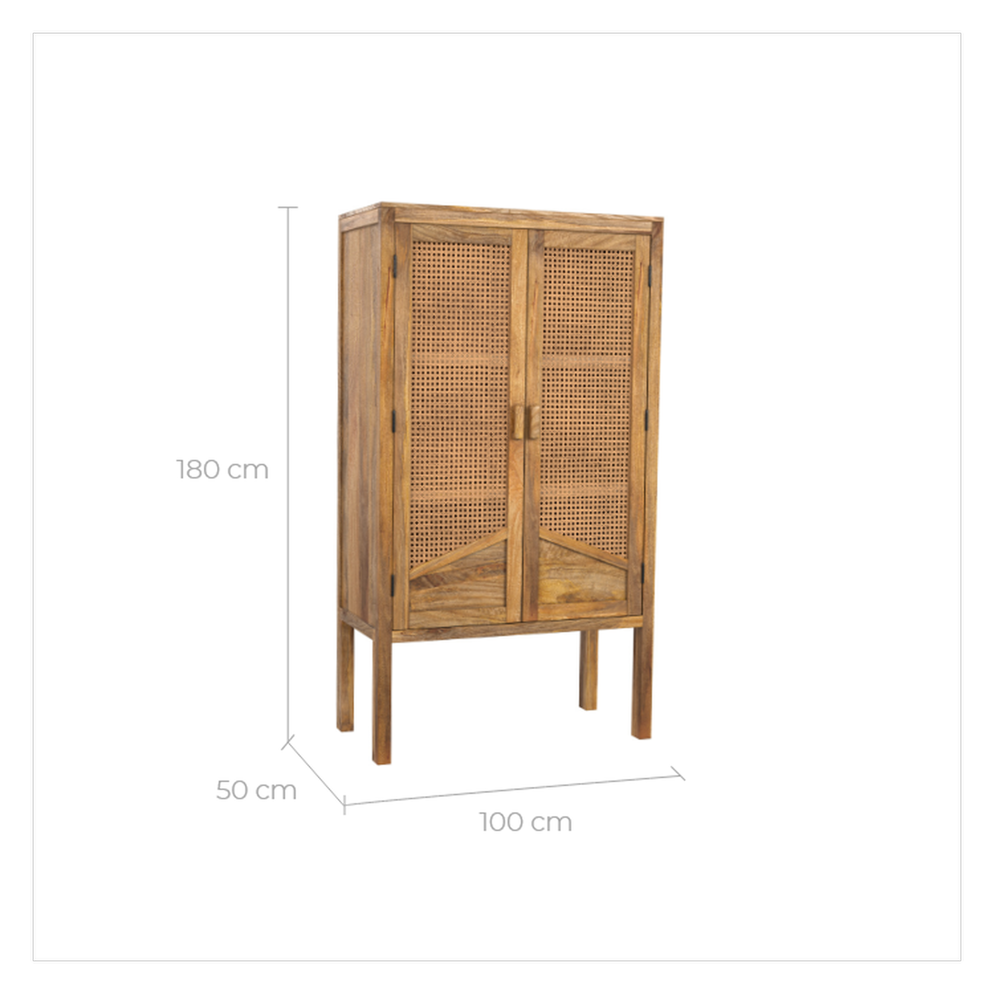 Voir la diapositive 4 : MAISON PAVANE Armoire en cannage et bois de manguier et cannage-tiki
