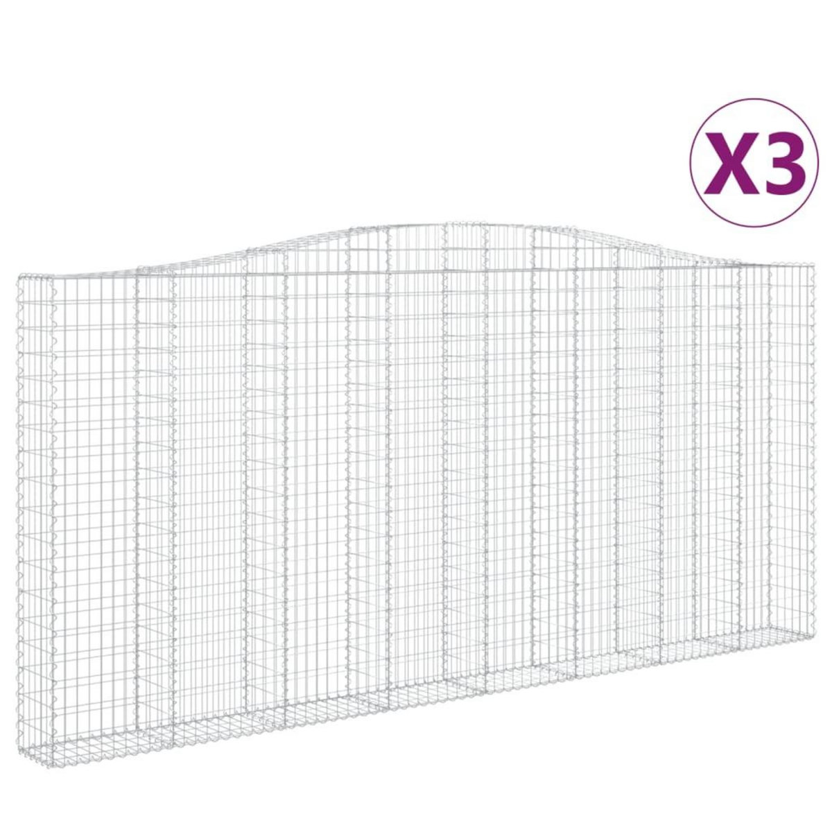 VIDAXL Paniers a gabions arques 3 pcs 400x30x180/200 cm Fer galvanise