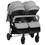 VIDAXL Poussette a deux places Gris clair et noir Acier