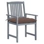 Voir la diapositive 2 : VIDAXL Chaises de jardin et coussins lot de 8 Bois acacia solide Gris