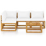 Voir la diapositive 3 : VIDAXL Salon de jardin 5 pcs avec coussin Creme Bois d'acacia solide