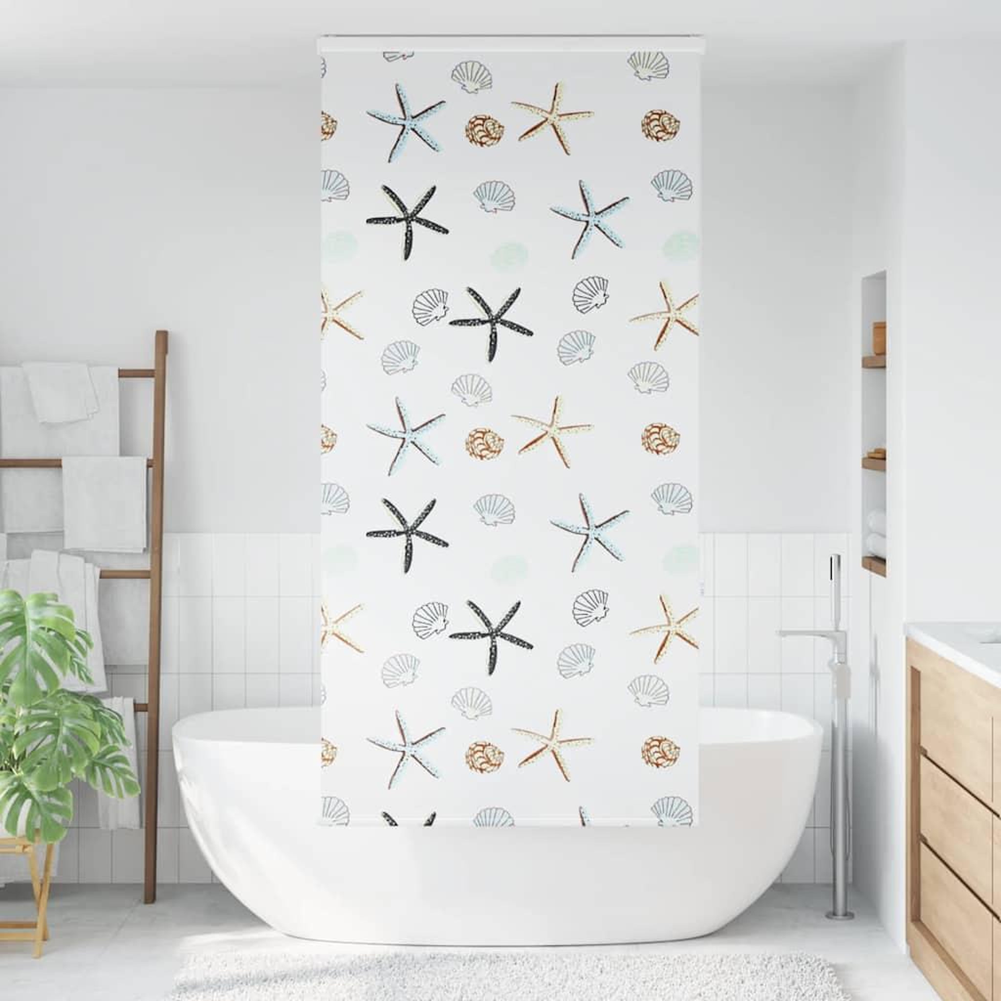 Voir la diapositive 2 : VIDAXL Store enrouleur de douche avec cassette largeur du tissu 106 cm