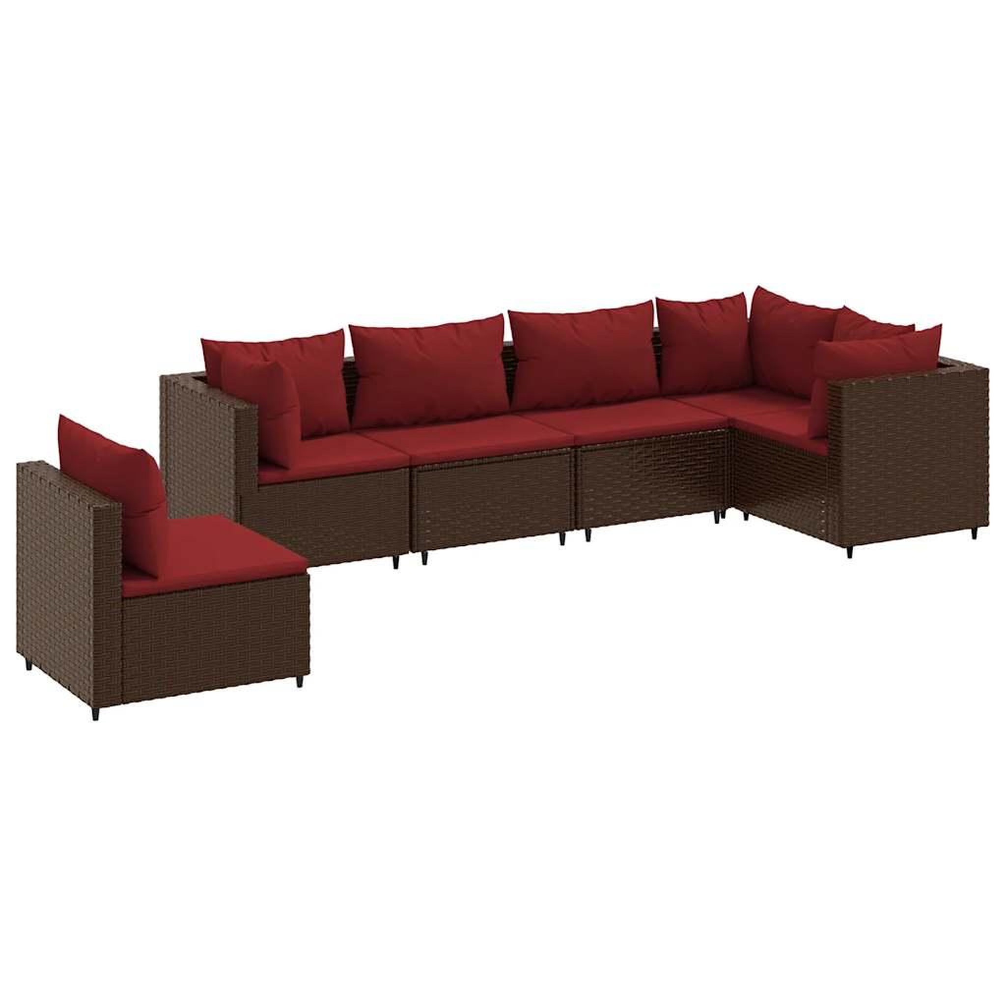 Voir la diapositive 2 : VIDAXL Salon de jardin 6 pcs avec coussins Marron Resine tressee