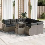 VIDAXL Salon de jardin 9 pcs avec coussins gris resine tressee